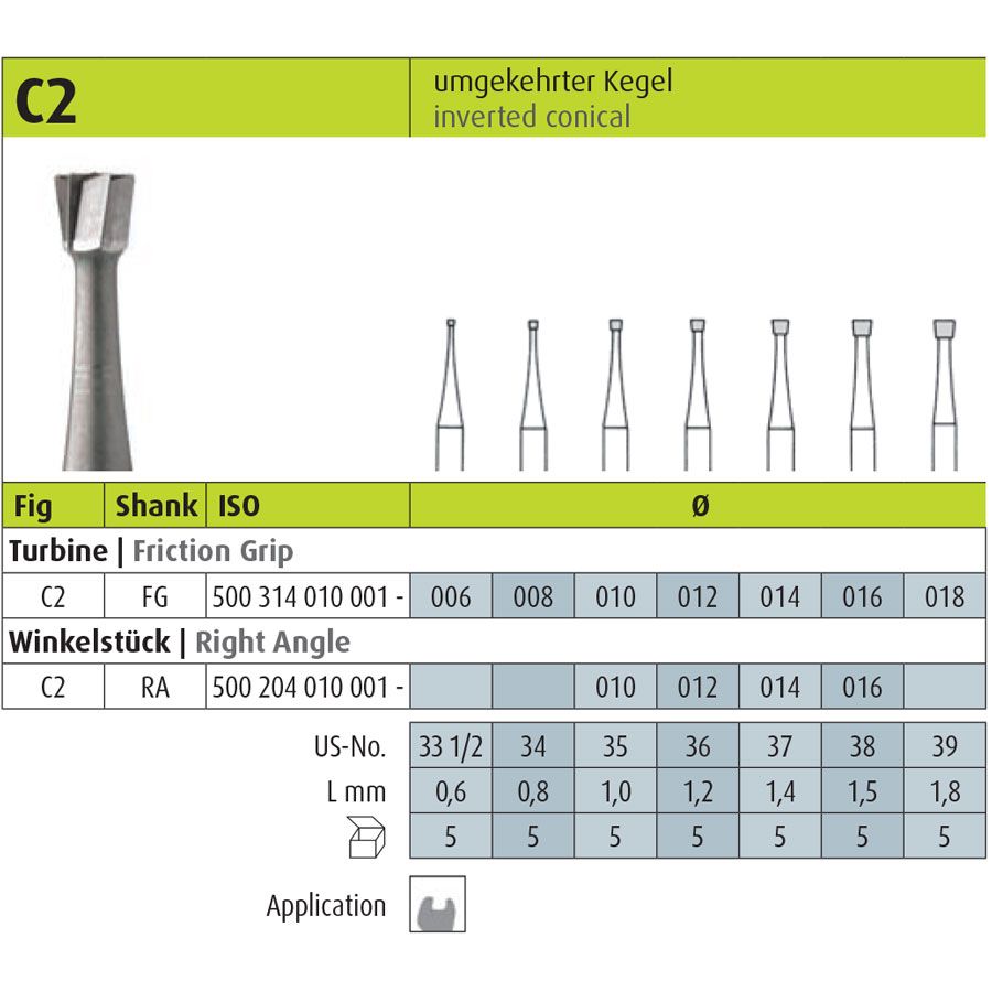 JOTA Carbide Instrument Inverted Conical C2 FG (0.6mm)