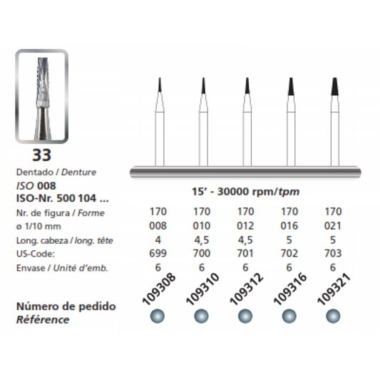 DFS Carbide Bur 33 HP 1.0mm