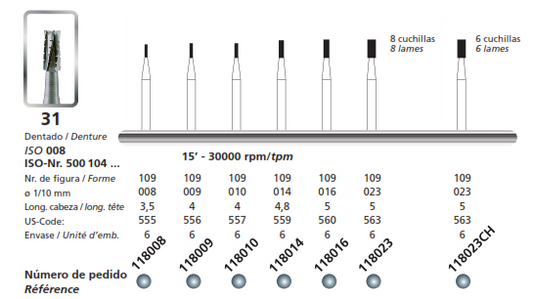 DFS Carbide bur 31 HP 1.0mm