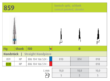 Jota Diamond Instrument Conical pointed 859F FG (1.6mm)