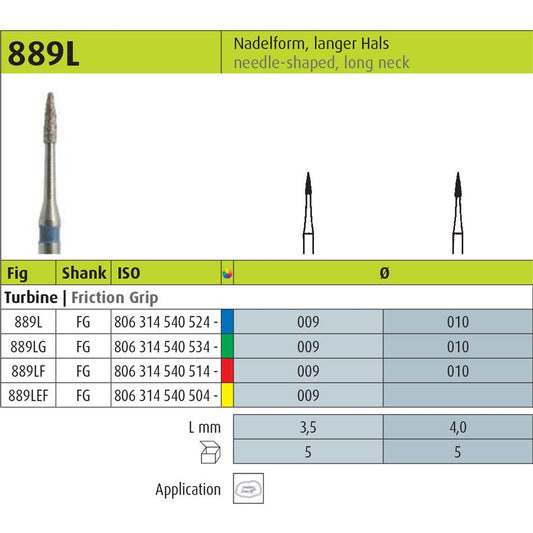 JOTA Diamond Instrument Needle-Shaped FG 889LF (1.0mm)