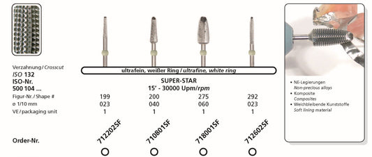 DFS DIADUR SUPER STAR Carbide Cutter Ultrafine Coarse Grit 2.3mm