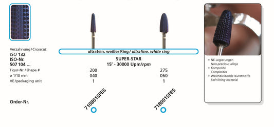 DFS DIADUR BlueStar SUPER STAR Carbide Cutter Ultrafine Coarse Grit 6.0mm