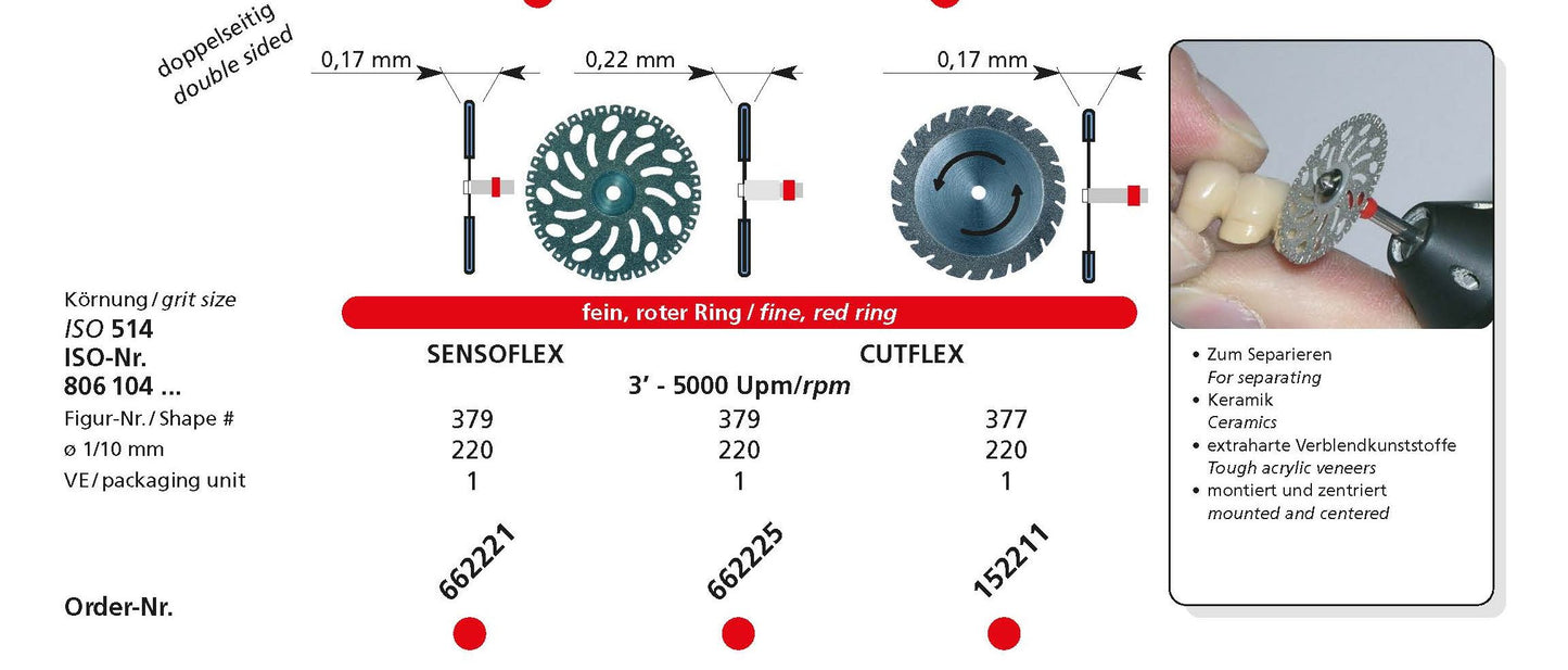 DFS CUTFLEX Diamond Disc Mounted Double Face Fine Coarse Grit 22mm