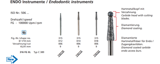 DFS ODON ENDO Carbide Bone Cutter FG XL Extra Coarse Grit 1.4mm