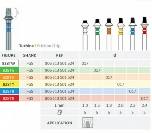 JOTA Diamond Instrument Conical FGS 828TG (1.7mm)