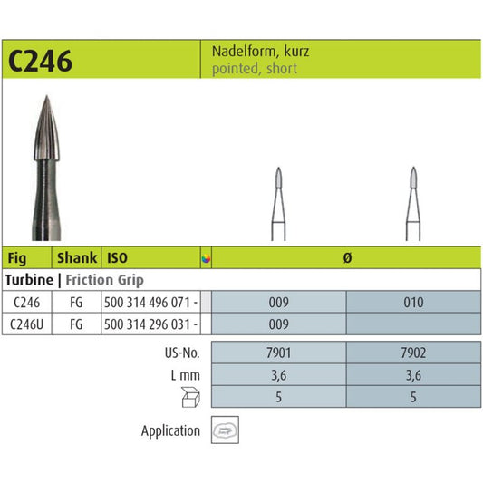 JOTA Carbide Finisher Instrument Pointed C246 FG (0.9mm)