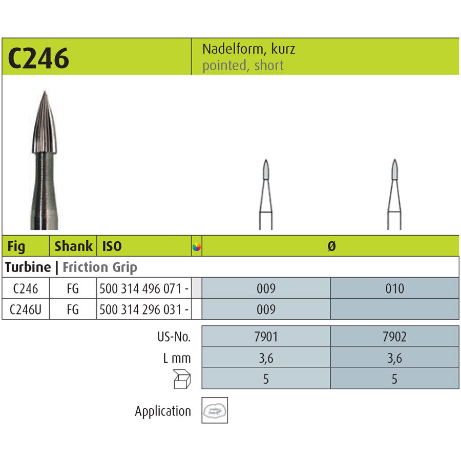 JOTA Carbide Finisher Instrument Pointed C246 FG (1.0mm)